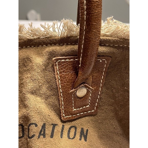 NWT Myra Bags Upcycled Canvas Handbag Sel De Mer Beige Fringe Tote Leather - Picture 12 of 16